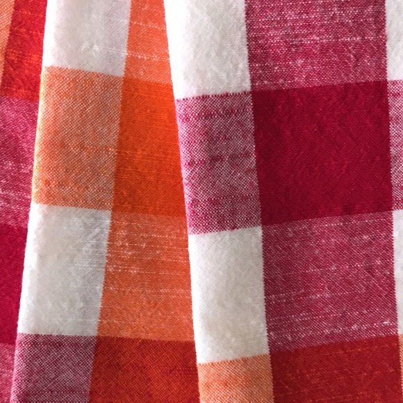 Magenta Orange White Cotton Check Napkins Set of 8 - Picture 4 of 5